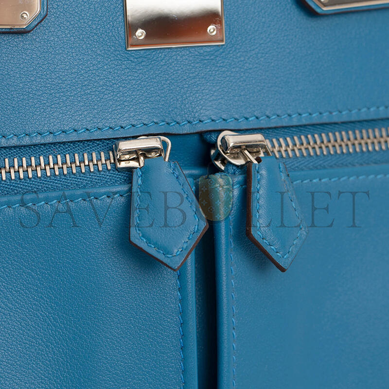 HERMES KELLY LAKIS 35 BLUE HYDRA SWIFT PALLADIUM HARDWARE (35*24*12cm)